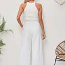 Women's Linen Pants Relaxed Fit High Waisted Boho Chic Ankle Pants Summer Beach Vacation Wide Leg Trousers (White, XL)