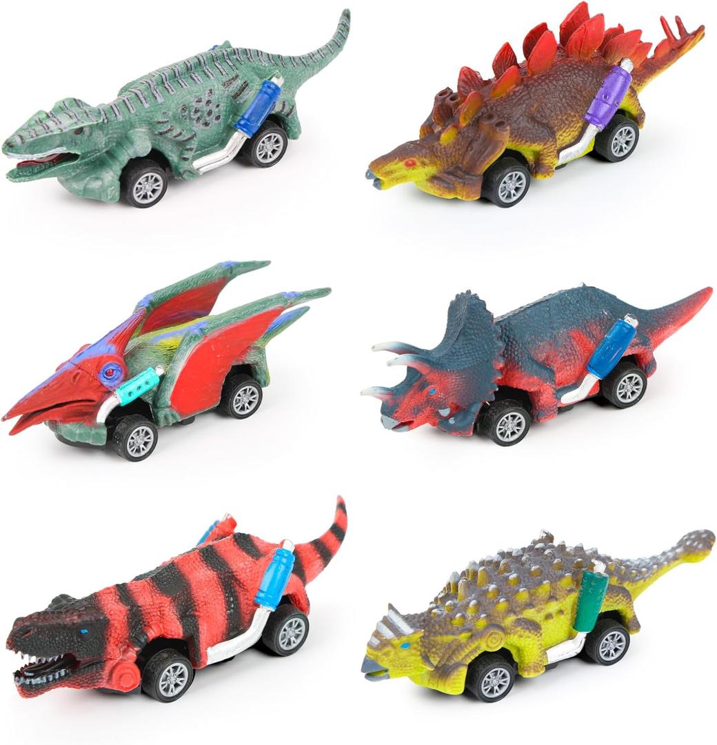 EASYFUN Dinosaur Toys for Kids 3-5 Pull Back Toy Cars 6 Pack Dino Toys for 3 4 5 and Up Boys Girls Dinosaur Games with T-Rex Dinosaur Toy Cars Gift for Toddler