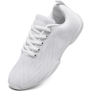 BAXINIER Girls White Cheerleading Shoes Breathable Youth Cheer Competition Sneakers Athletic Training Dance Tennis Walking Shoes (3 Big Kid)