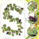 Artificial Grape Leaf Garland Vine Plant for Decoration Fake Greenery Garlands Hanging Leaves with Grapes for Wine Italian Themed Party Decor Wedding Photo Stage Favors(20 ft,Light Green)