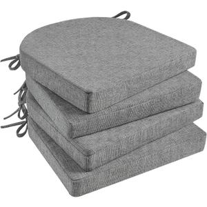 Basic Beyond Chair Cushions for Dining Chairs with Ties and Removable Cover, 2" Thick Seat Cushions for Kitchen Chairs, Set of 4, 17" x 16", Dark Grey
