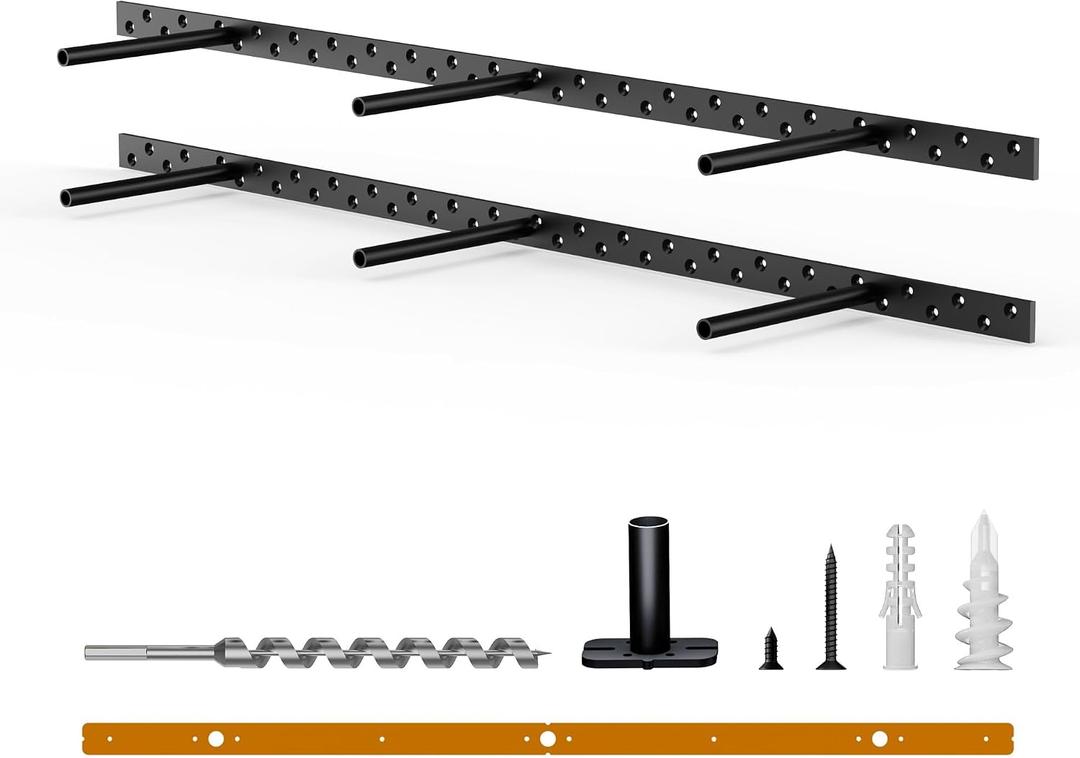 2pcs Floating Shelf Bracket Heavy Duty Floating Mantel Bracket Black Metal Decorative Floating Shelf Hardware Hidden Shelving Mounting Brackets (34X8X1)