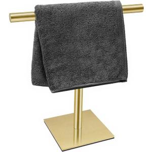 Freestanding Hand Towel Holder Countertop Modern Stand Towel Rack with Square Base Space Saving 304 Stainless Steel Hand Towel Holder Brushed Gold Finished