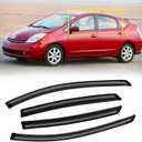 Window Visor for Toyota Prius 2004-2009, Out-Channel Rain Guards Shields Vent Deflector Shade Wind Dark Smoke 2005 2006 2007 2008, Tape-On Outside-Mount, 4PCS