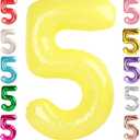 Balloon Numbers 40 Inch 5 Ballon for 5th Birthday Decorations, 15 25 35 50 Big Yellow Number Balloons for Wedding Photo Shoot Party Decor