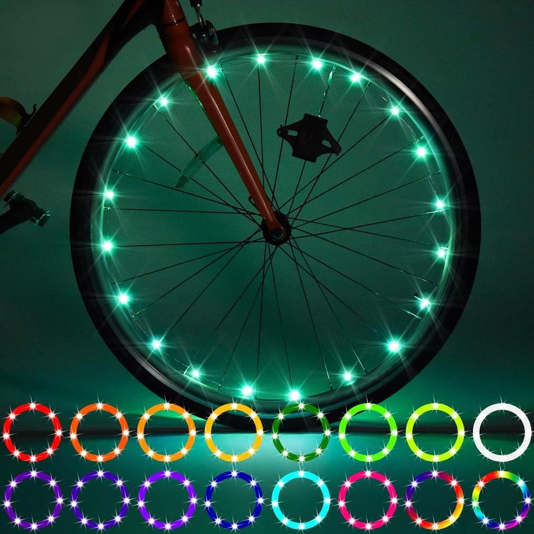 Waybelive 2 Pack LED Bike Wheel Light, Remote Control Bicycle Tire LED Light, Wheelchair Light, 16 Color Change by Yourself, Waterproof, Super Bright to Ride at Night, Good Gift for Kids(2 Tires) (Wheel Lights(2 Tires))