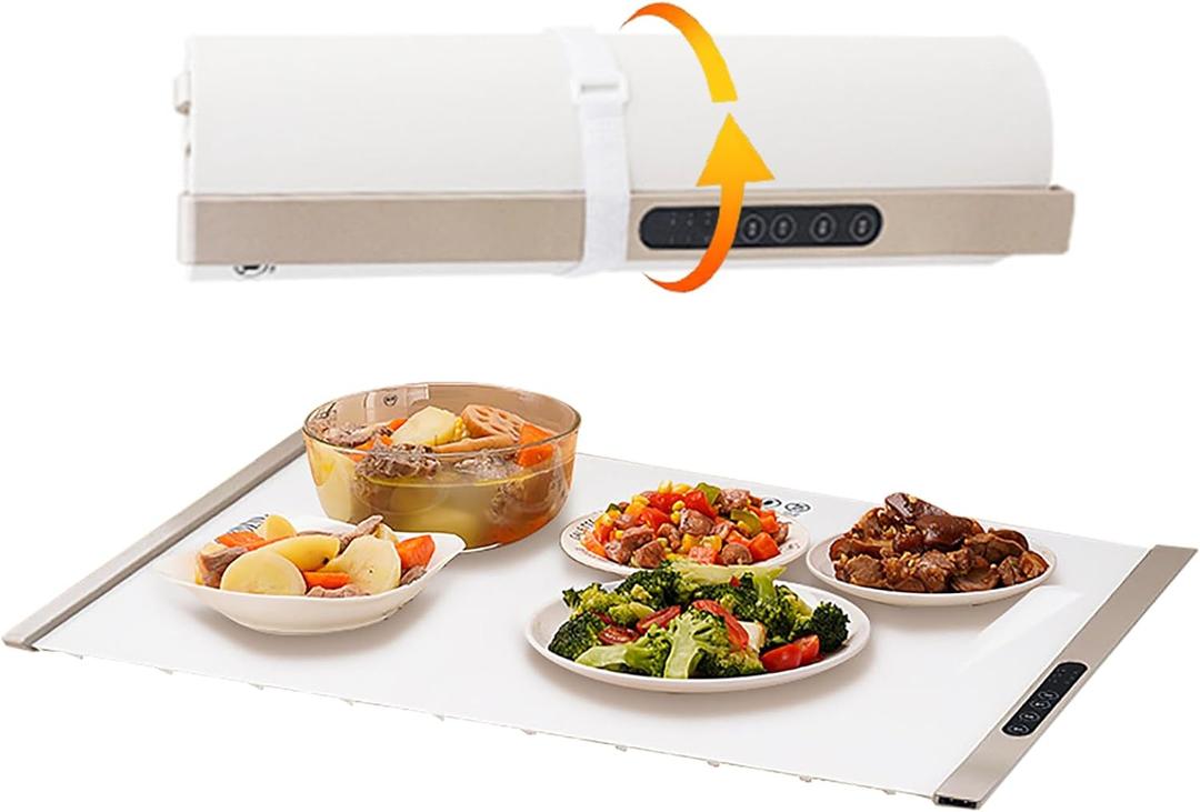 Food Warming Tray with 4 Large Placemats Electric Food Warming Mat Food Warmer Full Surface Heating Warmer Plate Electric Warmer Tray for Cold Days, Winter, Daily Use