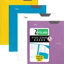 Five Star 2-Pocket Folder, 4 Pack, Plastic Folder with Stay-Put Tabs and Prong Fasteners, Holds 8-1/2" x 11" Paper, Tidewater Blue, White, Amethyst Purple, Harvest Yellow (38064)