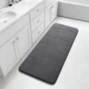 Yimobra Bathroom Runner 55"x24", Non Slip Memory Foam Bath Mat, Super Soft Water Absorbent Hallway Carpet, Machine Washable Rug for Vanity Tub Shower, Dark Gray