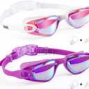 Aegend Swim Goggles Pack of 2 Swimming Goggles for Kids, Boys and Girls Age 3-14 (Aqua Crisp White & Aqua Purple)