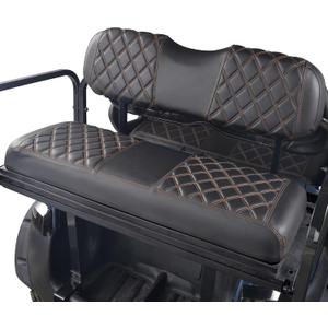 NOKINS Golf Cart Seat Covers Fit Club Car Precedent/DS/EZGO RXV/TXT/Yamaha Drive Aftermarket Standard Rear Seat Cushion, No Stapler, Multiple Colors&Breathable (Black&Brown Stitch)