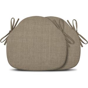 Kitchen Chair Cushions Set of 2, High-Resilience Foam Windsor Seat Pads, Dining Chair Cushions with Ties & Textured Cover, 2 Pack, 16.5 x 15.5 x 2, Light Brown