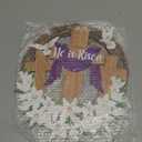 He is Risen Easter Decor, Wooden Religious Easter Wreaths for Front Door, Christian Easter Cross Flowers Sign Door Hanger for Spring Home Porch Wall Farmhouse Party Indoor Outdoor Hanging Decorations