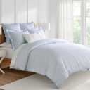 Levtex Home Martha Stripe Blue Reversible Full/Queen Comforter Set (90x94in) with 2 Pillowcases (26x20in) - Stripe Bedding - Blue, White - Cotton Queen Size Comforter Set - Lofty, Soft, Pre-Washed