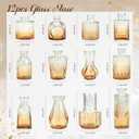Der Rose Amber Glass Vases Set of 12, Small Bud Vases for Flowers, Rustic Wedding Centerpieces and Home Decor