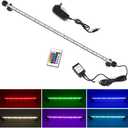 S SMIFUL RGB Aquarium Lights, Colored Fish Tank Lights, Underwater LED Tank Lights IP68 Waterproof Color Changing Memory Dimmable Submersible Fish Aquarium Lighting Waterfall Lights, 23" (23 in (Pack of 1))