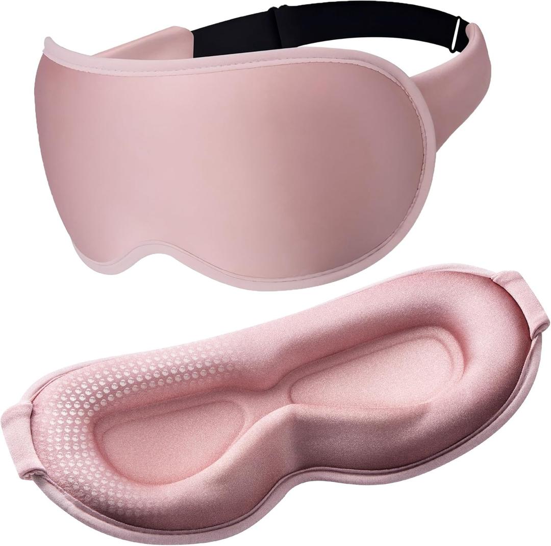 Weighted Eye Masks for Sleep Women: 3D Contoured Blackout Sleep Mask with Zero Pressure, Eyelash Friendly & Comfortable Blindfold for Airplane Travel, Night Shift Nurse, Yoga & Thoughtful Gift, Pink