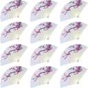 LYART 12PCS Delicate Cherry Blossom Design Silk Folding Hand Fan Wedding Favors Gifts,Fan Girls, Ladies, Church Wedding Gift, Party Favors, DIY Decoration Music Festival, Party, Parade (1.cherry Fan-12pcs)