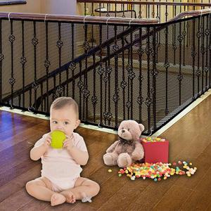 JIFTOK Ewaves Stairway Net - Baby Safety Rail - 181 inch x 32 inch - Banister Stair Net for Child, Small pet,Toy- Indoor & Outdoor(Black)