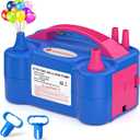 IDAODAN Electric Balloon Pump, Portable Electric Balloon Blower Machine Balloon Air Pump Dual Nozzle Rose Red 110V 600W Balloon Inflator for Party Decorations