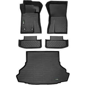 HAFIDI® Floor Mats & Cargo Liner Set Fit for 2015-2026 Ford Mustang (NOT for Mustang Mach E) All Weather Protection TPE Anti-Slip Automotive Full Set Floor Liners Custom Accessories - Black