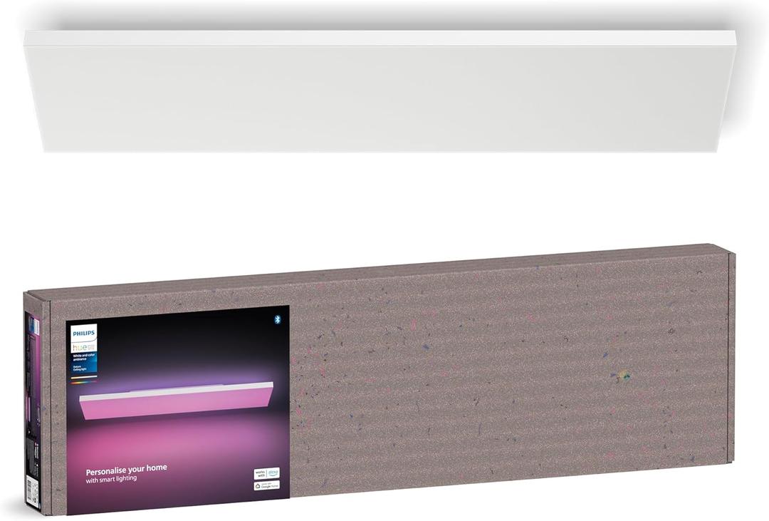 Philips Hue Datura Smart Ceiling Panel (Rectangular 11.81in x 47.24in) White & Color LED Ceiling Light, Bluetooth Compatible,Voice Control with Alexa, Apple Home & Google Assistant