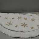 Mr. Pen- Christmas Tree Skirt 24 inches, White Faux Fur Christmas Tree Skirts with Gold Snowflakes, White Tree Skirt