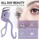 Heated Eyelash Curler, Fast 5s Heat up, 24 Hours Long Lasting, Rechargeable Electric Lash Curler, Temperature Control, Safe Anti-Burn Eye Lash Curler, Quick Natural Curling Lashes (Purple-1)