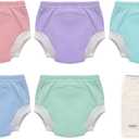 EZ Moms 5 Packs Toddler Potty Training Underwear for Girls and Boys Soft 100% Cotton Thick Absorbent Toilet Training Pants Leakproof Toddler Girl Underwear 3T Pee Pants with Potty Sticker Chart, L