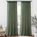 MIULEE Olive Green Linen Curtains 90 Inches Long 2 Panels for Bedroom Living Room, Back Tab & Pleat Tape with Hooks Soft Thick Linen Textured Window Drapes Semi Sheer Light Filtering Burlap Look Decor (Loden)