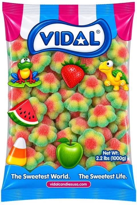 Fruidles Sour Flowers Gummi Candy, Delicious Sugar Coated Fruit Flavors Gummies (2.2 Pounds), Blue (EXP 07/31/27)