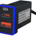 Car Charger PD QC3.0 Fast Charging Type c USB Port Socket,with LED Light Show for Toyota Compatible with Smart Phone,Tablet,and USB Device More.Blue-1.3x0.9inch