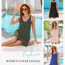 Urchics Swimsuit Coverup for Women 2025 Summer Beach Bathing Suit Cover Up Swiss Dot Sleeveless V Neck Tank Mini Sun Dress (Green, S)