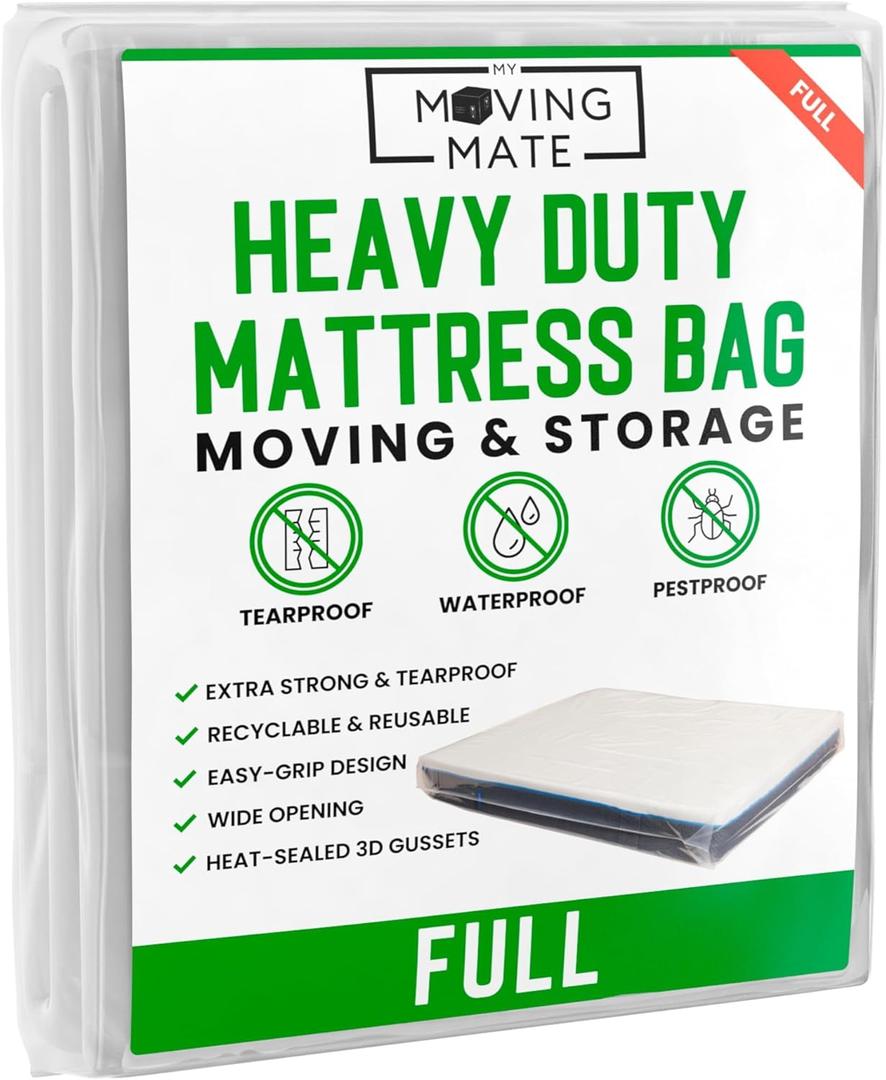 Mattress Bags for Moving, Full Size Mattress Bag for Storage, Plastic Cover for Bed Storage & Disposal, Mattress Moving Bag Full Size Protector XL - 54 x 100 x 14 inch
