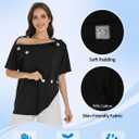 Magnetic Post Surgery Shirt for Men Women Tear Away Clothing Easy One-Handed Dressing Shoulder Surgery IV Access Dialysis (Black, M)