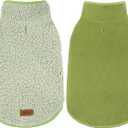 cyeollo Warm Dog Sweater Coat Jacket Thickened Thermal Sherpa Sweaters Reversible Fleece Vest Pet Clothes for Cold Weather Winter Dog Coats for Small Dogs Girl, Green M (Medium (10-15lbs))