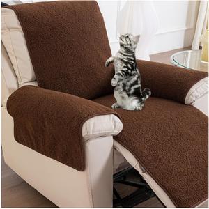 1 Piece Recliner Chair Cover, Plush Sherpa Warm Sofa Recliner Cover Armrest Nonslip Slipcover Furniture Protector for Recliner Chair Pets (Brown,(30"*91") 76 * 231CM)