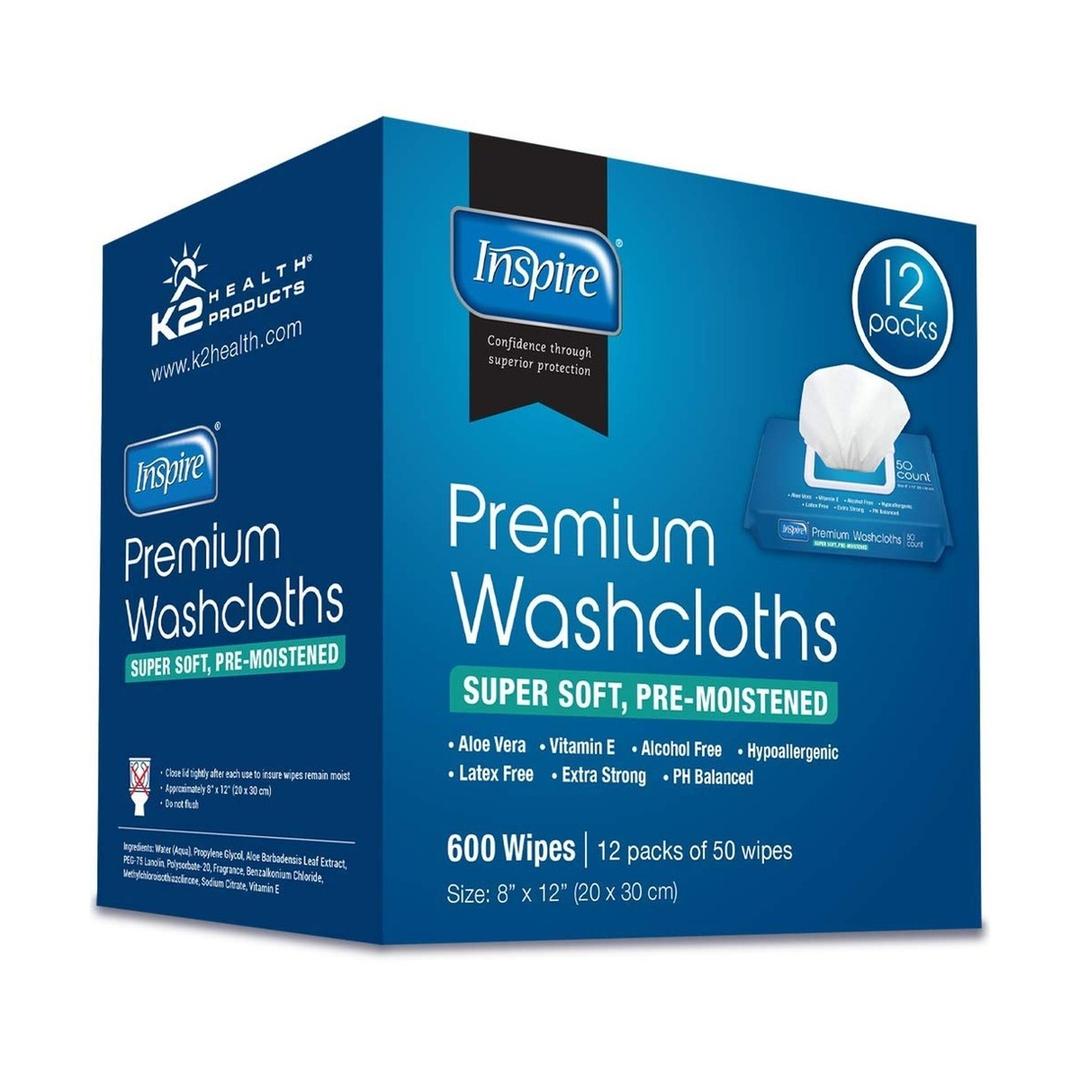 Inspire Adult Wet Wipes Adult Wash Cloths,12Packs(600 Wipes)