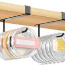 2 Pack Tumbler Lid Organizer, Under Cabinet Cup Lid Holder for Yeti Insulated Mug/Stanley Insulated Mug/Simple Modern Insulated Mug Lid, No Gluing, No Drilling, Up to 10 Lids (Black) (Standard)