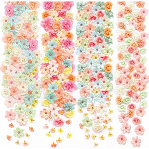 Geosar 120 Pcs Artificial Flowers Bulk Mini Silk Flower for Crafts Fake Small Flowers Heads Floral Arrangement Decor for Spring DIY Wreath Wedding Bouquet Decoration(Pastel Color,Elegant Style)