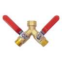 Uenede Brass Full Flow Garden Hose Splitter 3/4" GHT Heavy Duty 1 Way Y Valve Water Hose Shut Off Outdoor Faucet Splitter Connector Adapter with Long Handle