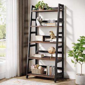 Tribesigns 5-Tier Bookshelf Industrial Bookcase, 5 Shelf Ladder Shelf Book Storage Shelf Organizer for Living Room, Home Office, 23.6D x 15.7W x 56.5H in