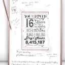 Framed Rose Gold Sweet 16 Birthday Decorations for Girl 12"X16" With Pen & Wall Hanger, 16th birthday decorations Party Favor Sign Poster, Guest Book Alternative, Great Sweet 16 Gifts for Girls