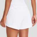 KPSUN Women's 5" Running Shorts Lightweight Quick Dry Workout Gym Shorts with Zipper Pockets (White, L)