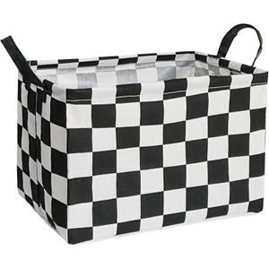 Rectangular Storage Basket Collapsible Organizer Bin Waterproof Toy Box for Organizing Home/Dorm/Kitchen/Pet/Office/Closet/Shelf/Gift Baskets (Racing Flag)