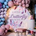 A Little Butterfly is On Her Way Decal Sign Baby Shower Party Decorations for Backdrop Purple Butterfly Sticker Gender Reveal Girl Or Boy Baby Shower Decor