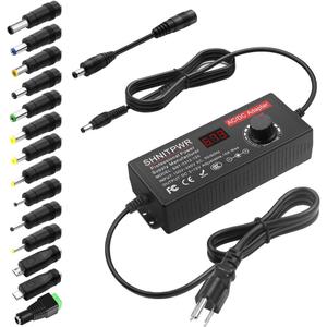 SHNITPWR 4V - 12V Power Supply 10A 120W AC to DC Adapter DC 4V 4.5V 5V 6V 7V 8V 9V 10V 11V 12V Voltage Adjustable Universal Power Converter Transformer 100-240V AC In with 14 Tips & Polarity Converter