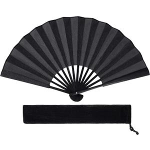 choyaxo Black Folding Hand Fan for Performance Wedding Decoration Dancing Party Gift
