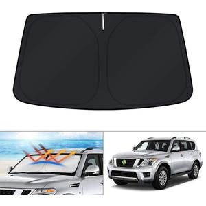KUST Windshield Sun Shade for 2017-2025 2026 Nissan Armada Accessories Custom Fit Sunshade Window Sun Visor Protector Foldable Blocks UV Rays Keep Car Cooler