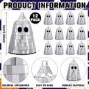 12 Pcs Halloween Disco Ghosts Decor Halloween Ornament Silver Mirror Disco Skeleton Tabletop Centerpiece for Holiday Cosplay Home Props Gift Party Decorations (Sliver)